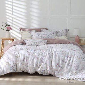 HOYACASA 紫韻花語 雙人60支銀纖維天絲兩用被套床包四件組