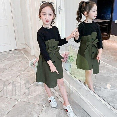 子供服 ワンピース 女の子 長袖 子供ドレス Dress キッズ 春秋 秋着 膝丈ワンピース 丸首 蝶結び 韓国子供服 ジュニア カジュアル 可愛い 通学着 通販 Lineポイント最大get Lineショッピング