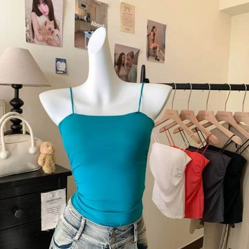 ✨ins風時尚辣妹吊帶✨簡約帶胸墊 純色內搭外穿 修身顯瘦吊帶 性感美背 無袖打底上衣 小胸外擴固定杯 百搭背心 吊帶女