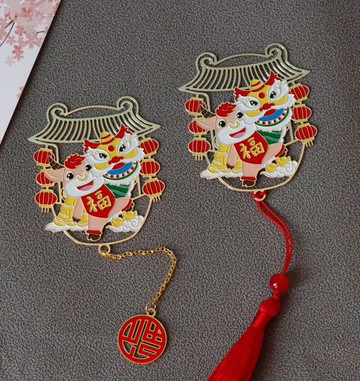 牛來運轉新年牛年書簽古典中國風金屬鏤空彩色小清新免費刻字禮品畢業禮品元旦圣誕元宵節禮物