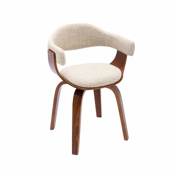 E-home Nina妮娜布面曲木可旋轉休閒餐椅-兩色可選奶油色