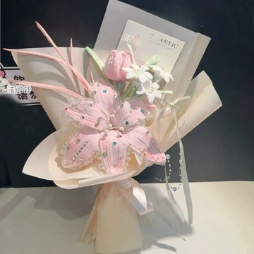 懶貓手作🎁 創意小眾貼鑽百合扭扭棒花束diy材料包手作自製生日禮物朋友閨蜜  手作材料包 DIY材料包 手作禮物