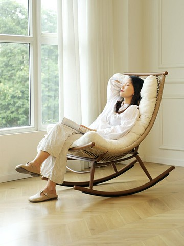 戶外搖椅陽台休閒椅躺椅家用大人懶人搖搖椅沙發花園庭院單人藤椅