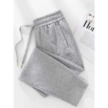 淺灰色夏季直筒運動褲女薄款2025新款休閑長褲顯瘦高腰寬松衛褲女