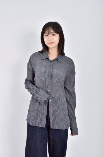 (XL) urban research棉質純棉格紋藍色襯衫上衣