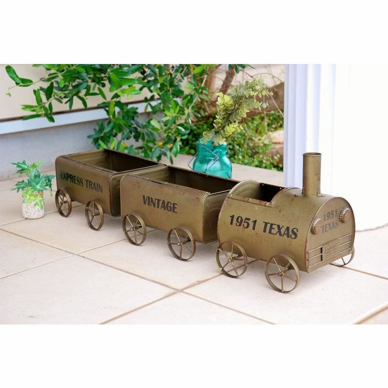 木製プランター 汽車 ガーデンオーナメント 植木鉢 ガーデニング  