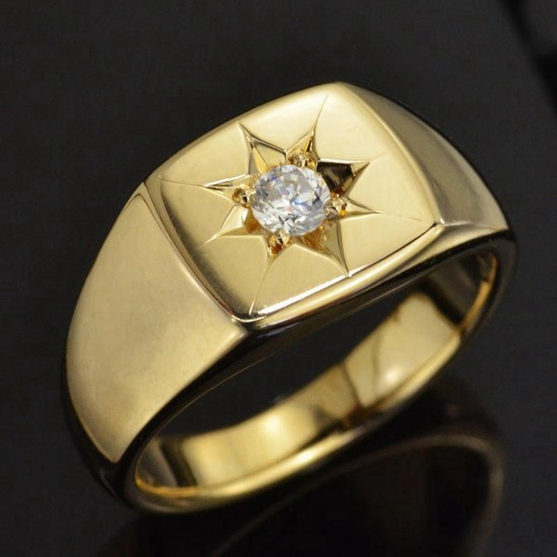 印台リング K18 メンズ 指輪 18金 ゴールド ダイヤモンド 後光留め 男性 日本製 刻印入り 鑑別書付き 幅広 ごつい 人気 おすすめ 太め 通販 Lineポイント最大get Lineショッピング
