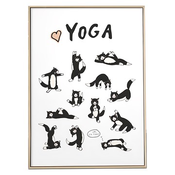 瑜伽貓貓 金色 環保樹脂框+油畫布+松木內框  30 x 40cm