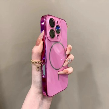 【現貨】電鍍玻璃鏡頭膜 鏡面背板 細圈磁吸 防摔殼 適用於iPhone16 i15 i14 i13 i12 i11保護殼