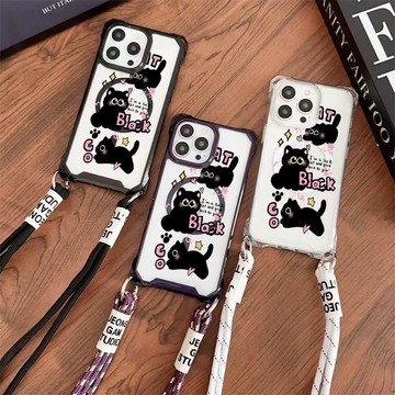 猫 四角防摔 透明 挂繩殼 磁吸充電  適用 iPhone 17 16 16e 15 14 13 12 11 保護殼