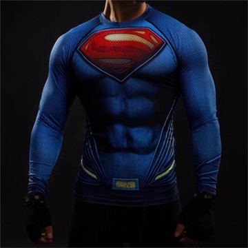 彈力緊身款蝙蝠俠黑豹排汗速干衣男肌肉健身兄弟運動訓練長袖t恤