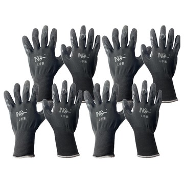 ING 埃恩居 13針花紋沾膠手套 L號  黑色  4雙