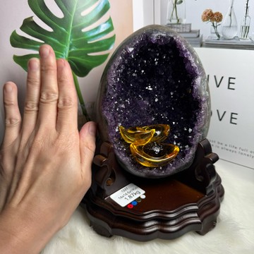 1227號1.87kg美！頂級烏拉圭恐龍蛋 紫水晶洞ESPa++❤️拋光皮 多彩瑪瑙 紫水晶 紫晶洞 水晶 A2911