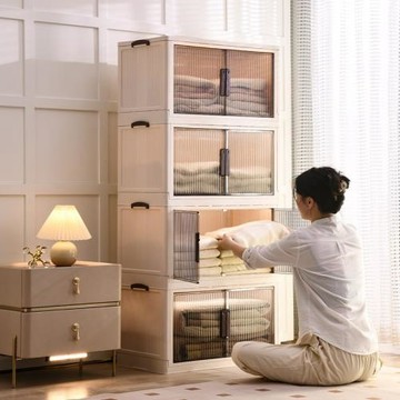 免安裝塑料收納箱兒童玩具書籍儲物柜分層透明折疊可疊加收納柜