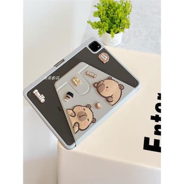 適用聯想小新Pad pro12.7平板保護殼2025款亞克力旋轉360°2024款聯想小新pro11寸全包防折摔套公仔可愛水豚