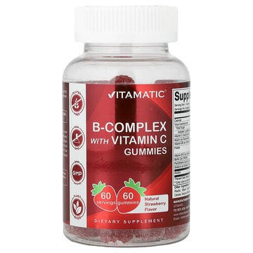 Vitamatic, 含維生素 C 的 B 複合物軟糖，草莓味，60 粒