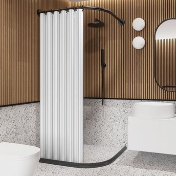 磁吸浴簾套裝免打孔衛生間防水布浴室洗澡防霉加厚隔斷弧形掛簾子