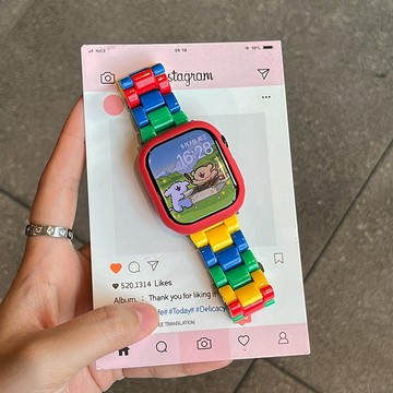 積木硅膠錶帶+保護套 適用於 Apple watch 11 10 9 8 7 6百錶手錶腕帶42 44 45 46mm