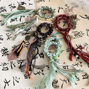 手鏈藏式新中式編織小紅書個性抖音國潮流蘇國潮手繩山鬼花錢手飾
