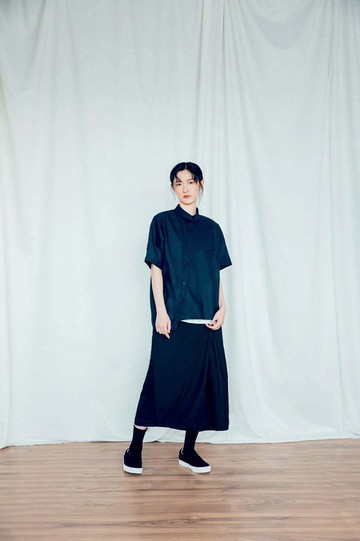 無垠維度 單片斜釦褲裙 (黑/灰) Organic Cotton & Recycle