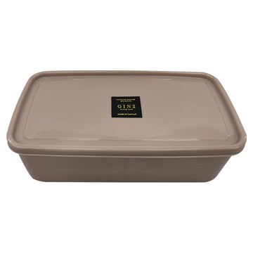 GINII 基尼 食品級日式雙格霧面壓紋保鮮盒/大  1L容量  L22xW11.2xH7cm  MIT台灣設計製造  香檳粉  1入  1個