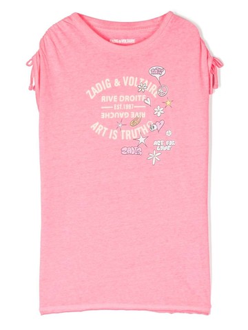 Zadig & Voltaire Kids - logo-print T-shirt dress - kids - Polyester/Cotton - 6 yrs - Pink