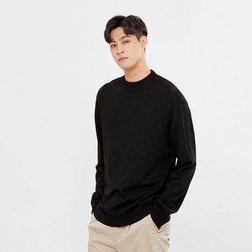 Hang Ten- 喀什米爾混紡半高領毛衣-男(黑色)