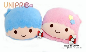【UNIPRO】三麗鷗 kiki&lala 雙子星 Twin Star 絨毛頭型抱枕 枕頭 靠枕 抱枕 午安枕 禮物 中