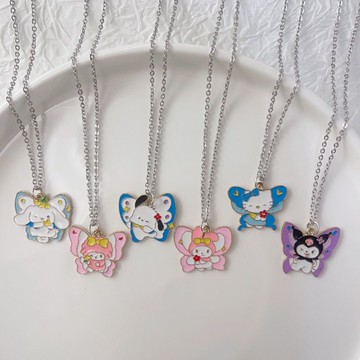 新款蝴蝶三麗鷗項鏈卡通庫洛米玉桂狗閨蜜情侶學生開學禮物配飾 z7301
