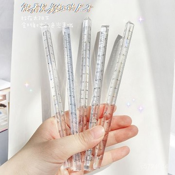 🔸新品🔸簡約ins透明三稜尺20cm學生三角形直尺子考試立體刻度尺文具用品