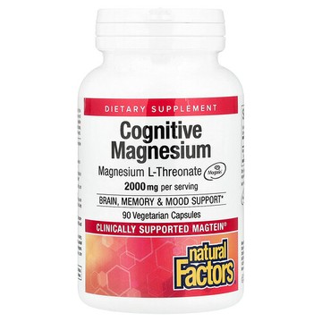 Natural Factors, 認知幫助鎂，90 粒素食膠囊（每粒膠囊 48 毫克）