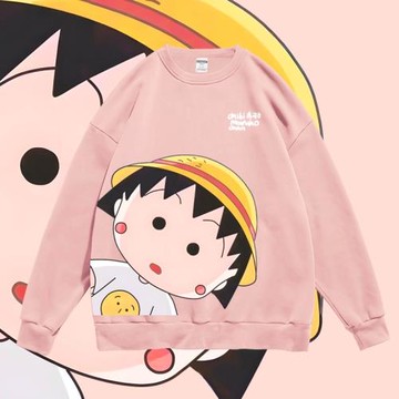 日系動漫卡通櫻桃小丸子可愛周邊圓領套頭衛衣春秋寬松男女長袖