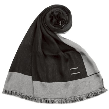 ARMANI COLLEZIONI時尚雙色流蘇披肩圍巾(黑灰)102806-1｜GoBrand購名牌