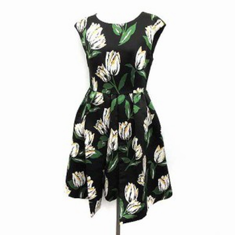 中古 チェスティ Chesty ワンピース ひざ丈 ノースリーブ 花柄 チューリップ 0 黒 白 緑 Ym レディース 通販 Lineポイント最大1 0 Get Lineショッピング