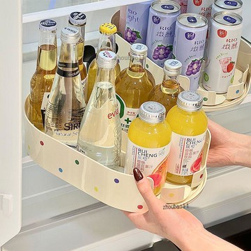 有貨在臺🚀99免運🚀桌面置物架冰箱飲料整理旋轉盤家用廚房調味調料收納神器果汁托盤
