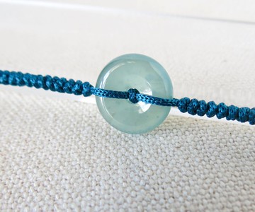 本命年【歲歲平安】冰藍水雪花棉翡翠絲光編織手鍊SW46招財開運