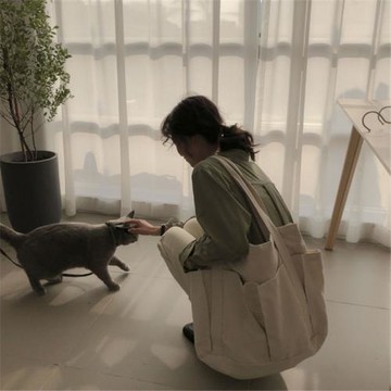 原宿大容量帆布單肩購物袋女韓國休閑學生手提大包包時尚旅行袋