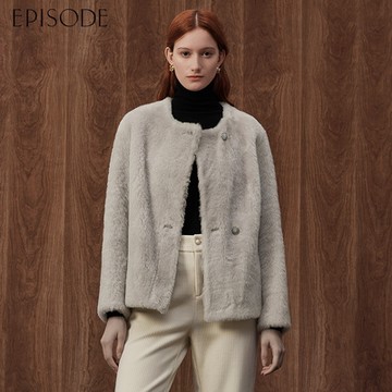 EPISODE - 華麗高質感美利奴羊毛保暖皮草外套E35011