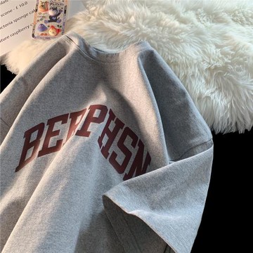 2023新款夏季美式復古字母圓領短袖簡約潮流百搭青少年情侶裝上衣