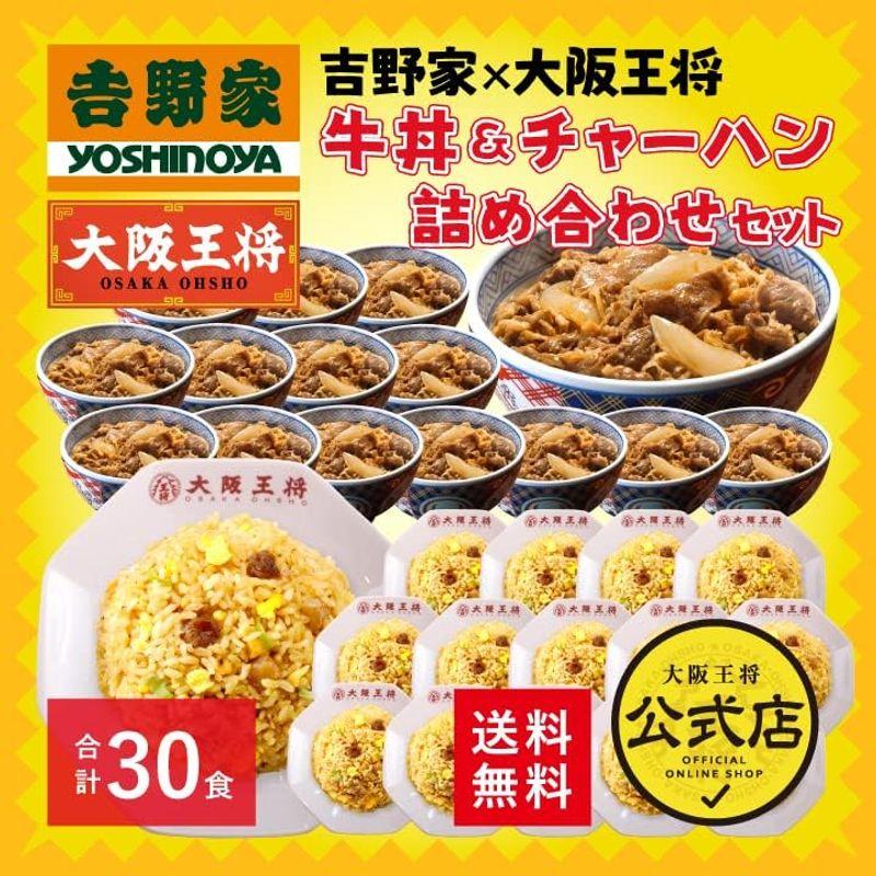 吉野家×大阪王将 牛丼＆直火炒めチャーハン詰め合わせセット（合計30食）どんぶり 冷凍食品 通販 牛丼の具 仕送り