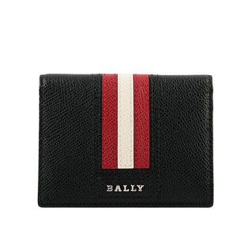 BALLY  Talder 防刮皮革紅白條紋二折名片/卡片夾(黑色) 6226438 10