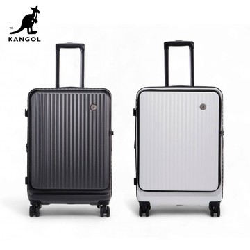 【KANGOL】買一送三 英國 前開式行李箱 可擴充行李箱 登機箱 靜音萬向輪 防爆拉鍊 海關密碼鎖 旅行箱 杯袋掛勾
