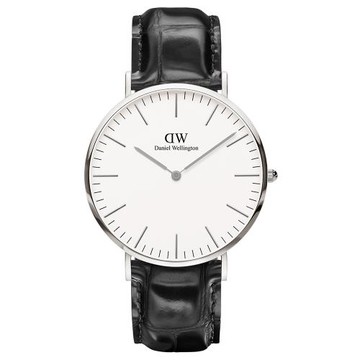 DW Daniel Wellington 時尚雷丁壓紋皮帶石英腕錶-銀框/36mm(0214DW)