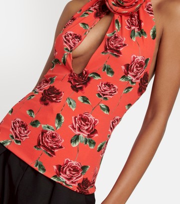 Magda Butrym Floral-appliqué cutout halterneck top