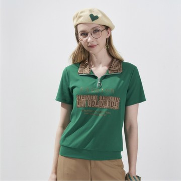 CLL巧玲瓏 Summer Day 立領半開襟上衣(綠色) 7073301