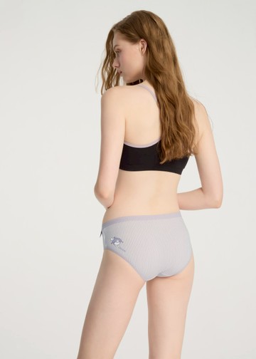 XXL 酷洛米系列．緊帶中腰三角內褲(紫白條紋-睡覺)