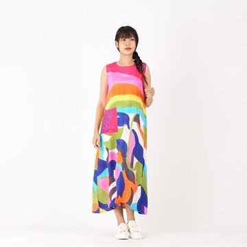 Long Dress Cotton Silk Hand Paint Free size