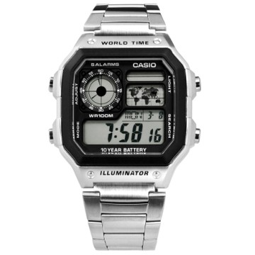 CASIO 卡西歐復古方形計時碼錶不鏽鋼手錶-灰黑色/40mm / 考試錶