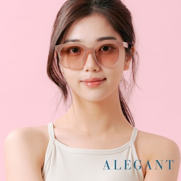 【ALEGANT】韓系時尚象牙奶色線條感方框TR90偏光墨鏡/UV400太陽眼鏡
