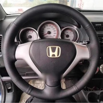 04-07款本田老飛度方向盤套真皮思迪理念S1手縫全包把套專車專用